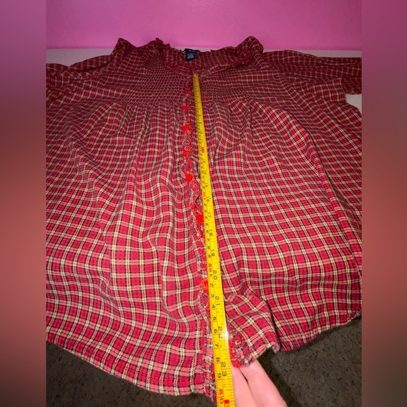 Red Plaid Denim Blouse - Picture 9 of 9